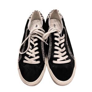 Madewell Sidewalk Low-Top Sneakers in Suede and Spotted Calf hair.